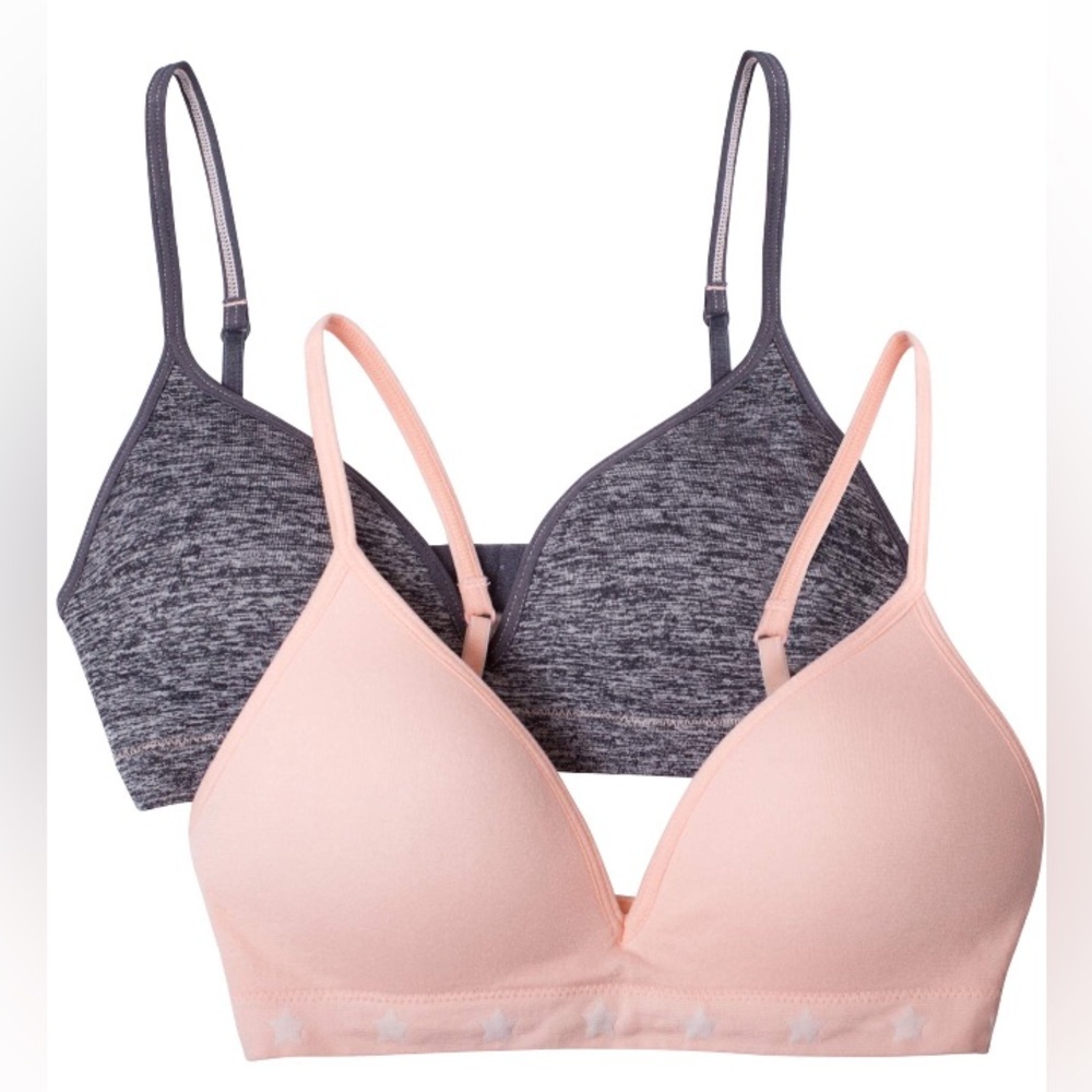Wonder Nation Girls Bra, 2 Pack T-Shirt Seamless Molded Cup Bra